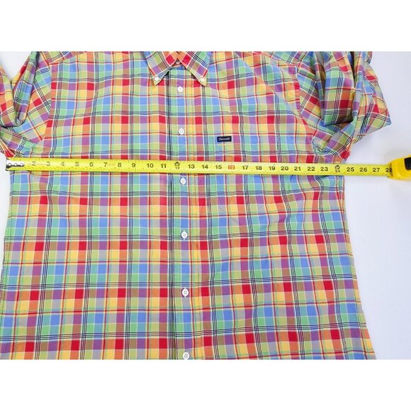 Faconnable Size Large Mens Multi Check Pocket Logo Tag Button Down Cotton Shirt - Picture 3 of 8